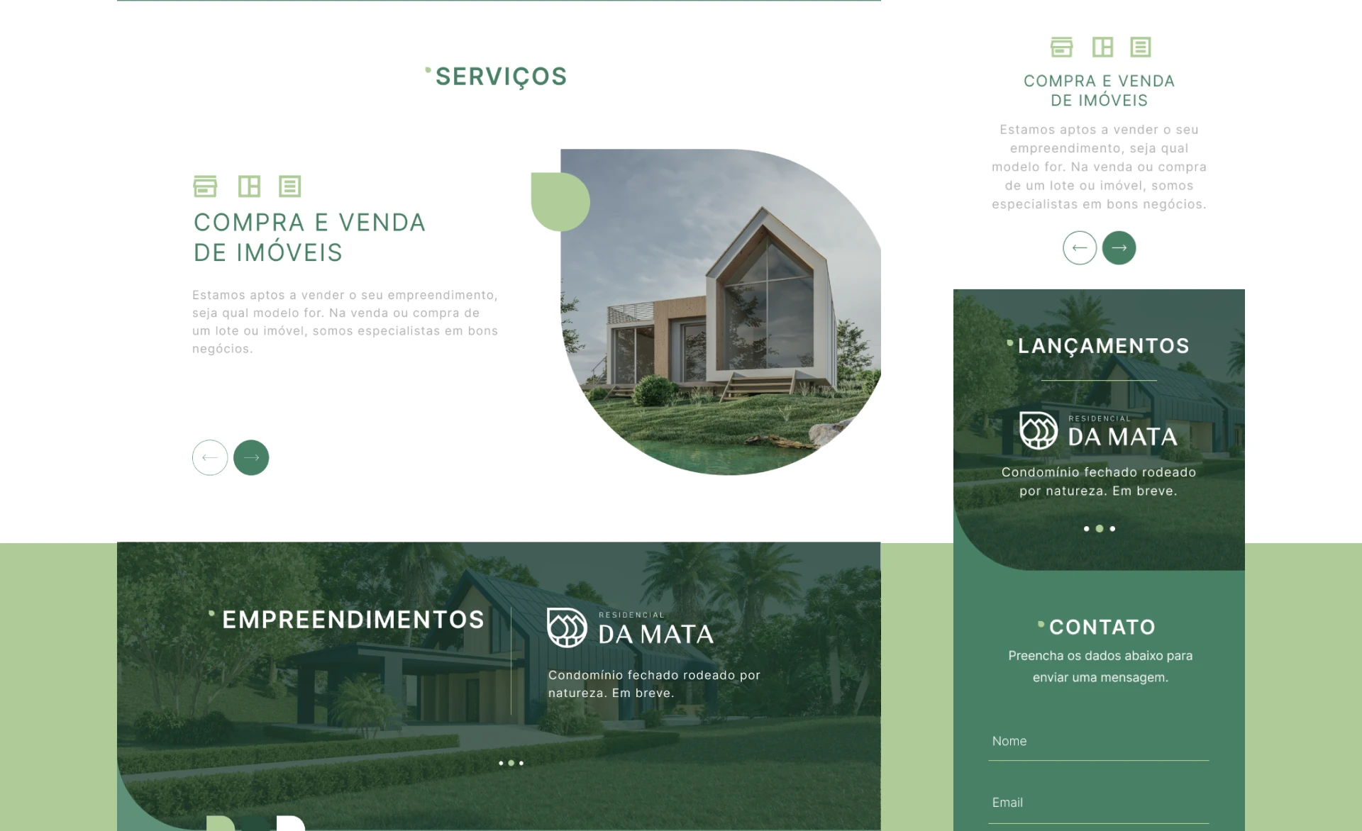 Serviços, empreendimentos e lançamentos