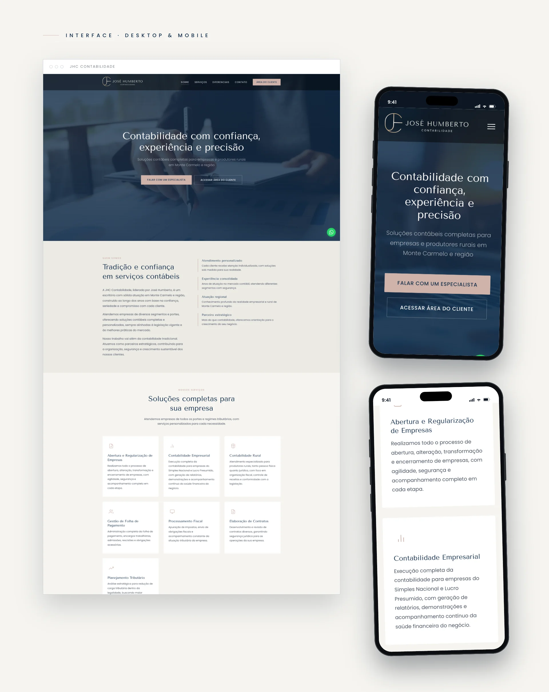 Interface desktop e mobile